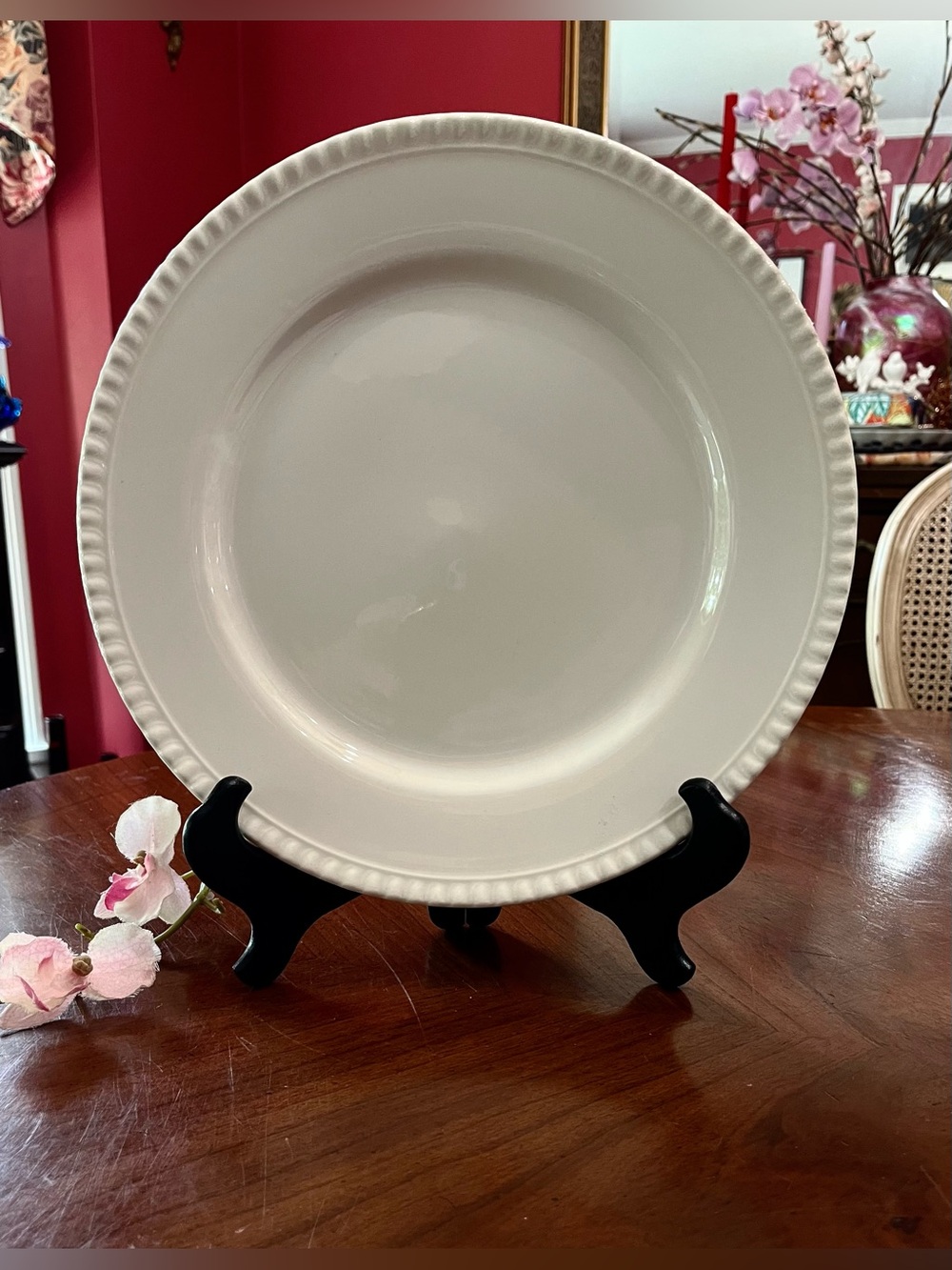 Set of 4 Royal Stafford Portsmouth White Beaded Dinner Plates 11” Made England